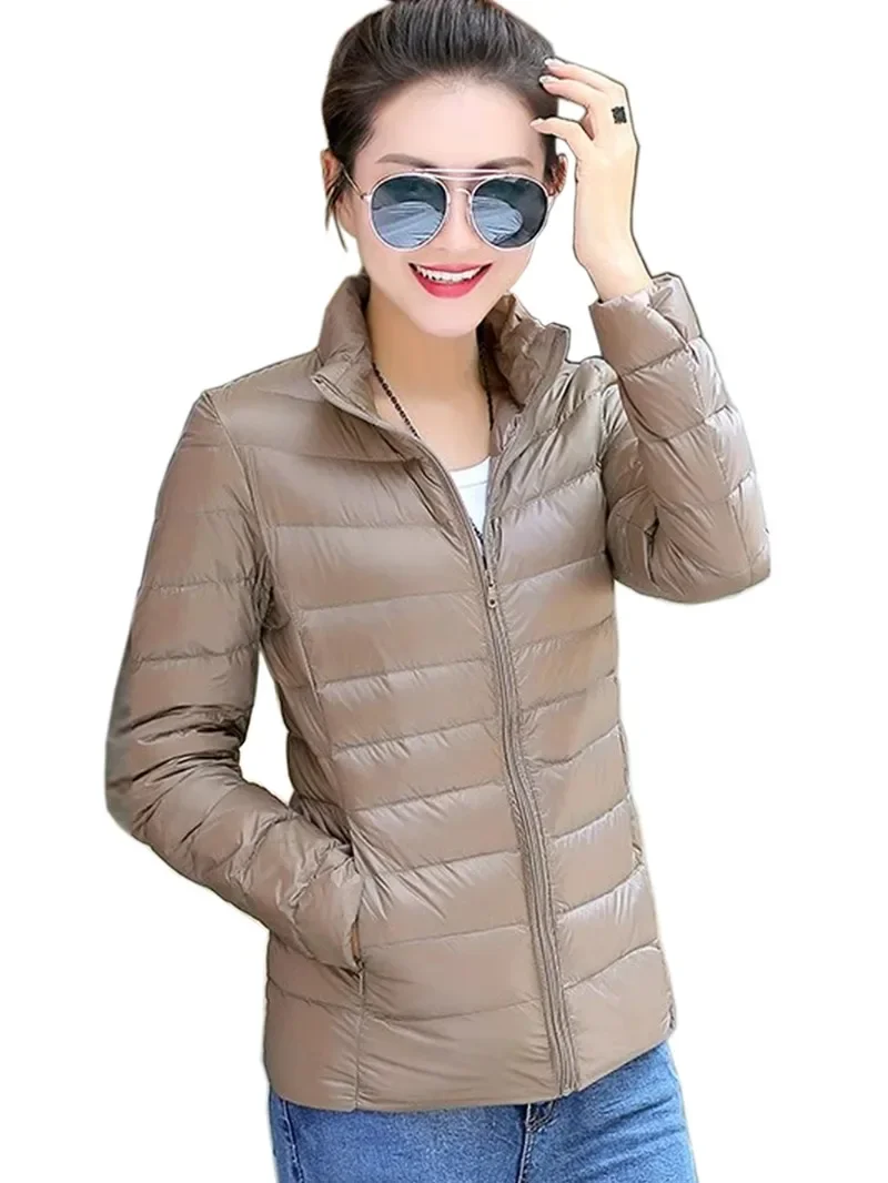 Frauen 90% Weiße Ente Unten Jacken Ultra Licht Dünne Mantel Herbst Winter Warm Stetà Kragen Wandern Tragbare