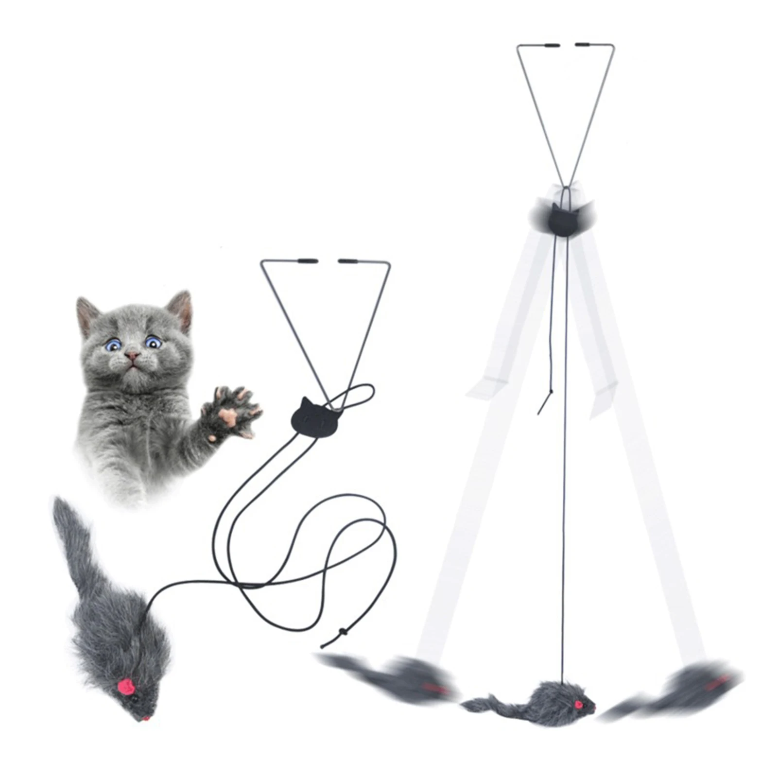 

Funny Cat Toys Self-hey Hanging Door Mouse Retractable Plush Mice Stress Relieve For Living Room Hanging Kitten Toys Interactive