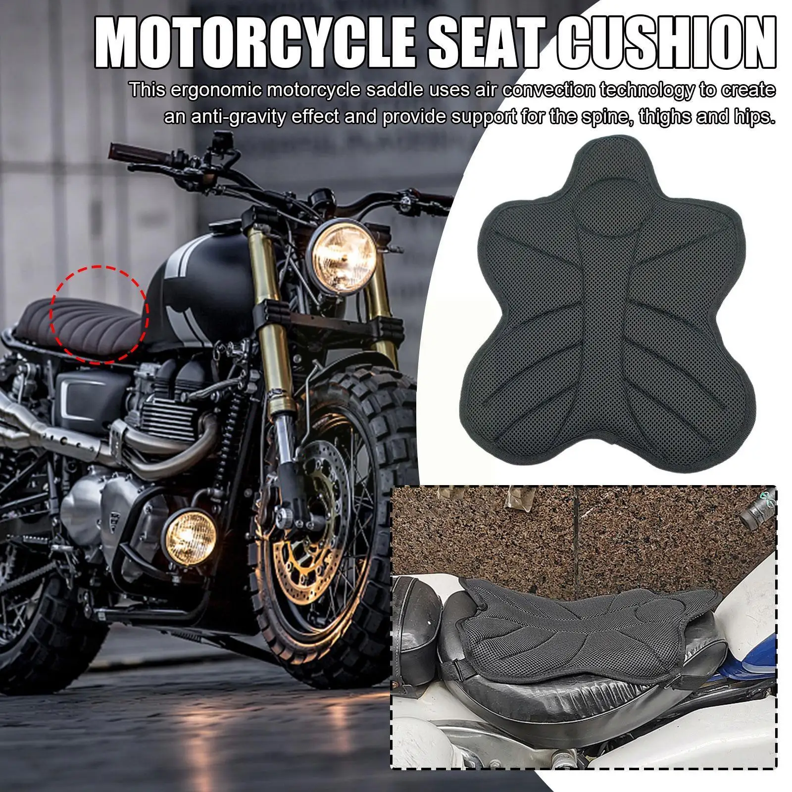 

3d Mesh Motorcycle Cushion Cover Sunscreen Heat Insulation Cushion Non Cushion Cooling Down Cover Slip Unive I6r2