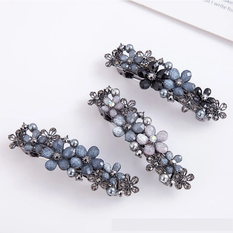 

Diamond-encrusted Alloy Rhinestone Crystal Flower Female Hairpin Clips Headgear Girl Barrettes Top Clip Bridal Hair Accessories