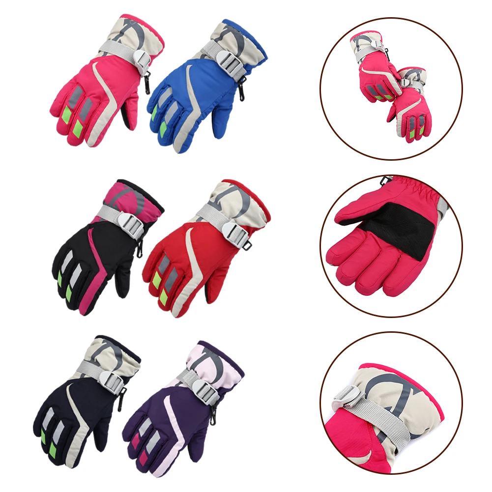 

Waterproof Ski Gloves Keep Kids' Hands Warm And Dry Elastic Band Around The Wrist Warm And Breathable Winter Sports Accessories
