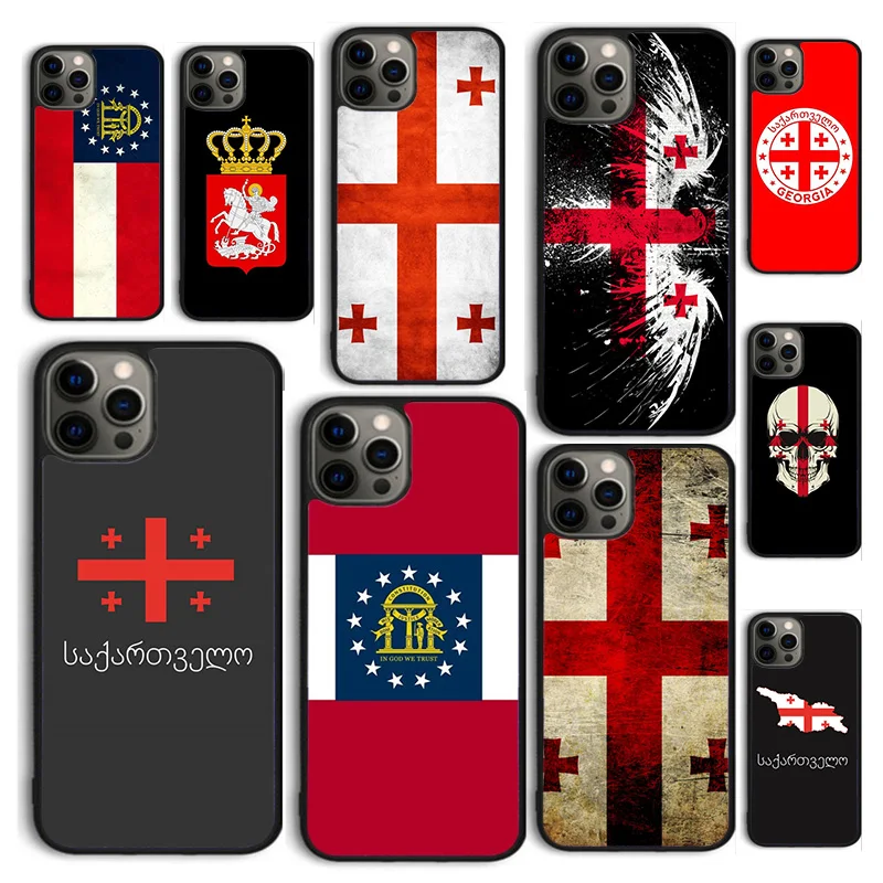 Autumu Georgia Flag Phone Case Cover for iPhone 16 15 12 mini 11 13 14 Pro Max SE 2020 Apple 6S 7 8 Plus Coque