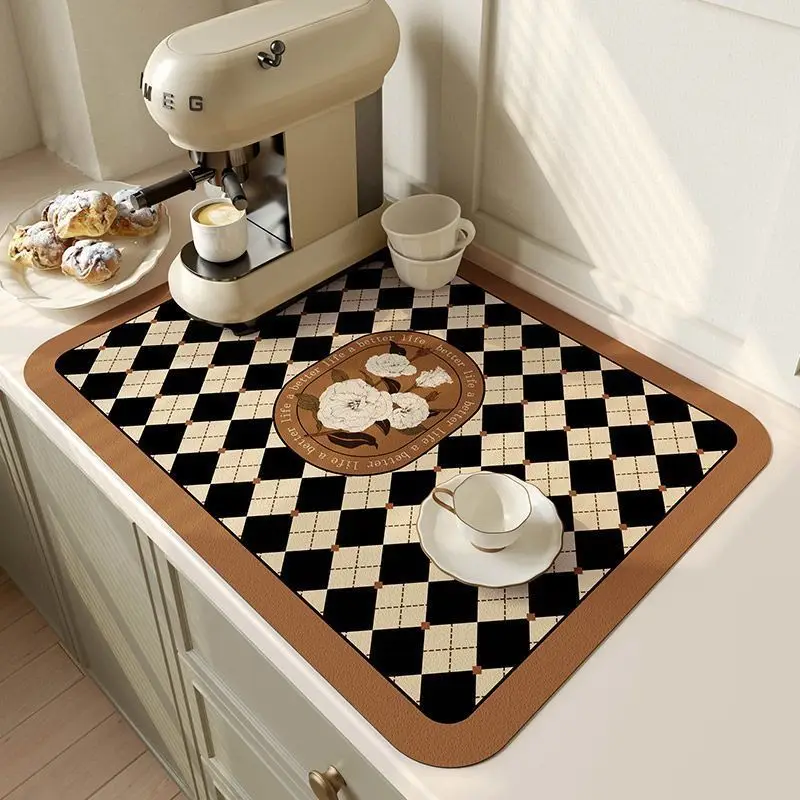 

Впитывающие кухонные коврики для слива, Противоскользящие коврики с диатомом, быстросохнущие коврики для кофе, бара, посуда, бутылка, коври...