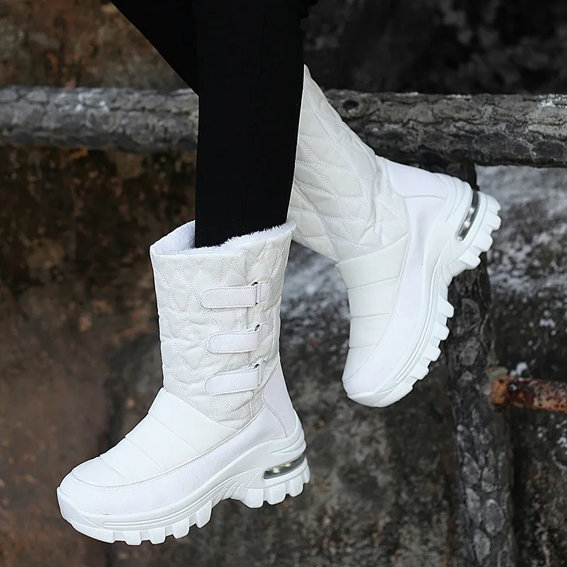 

2022 Women Winter Boots Waterproof High Quality Keep Warm Snowboard Plush Boots Women Mid-Calf Snow Thickened Non-slip Boots