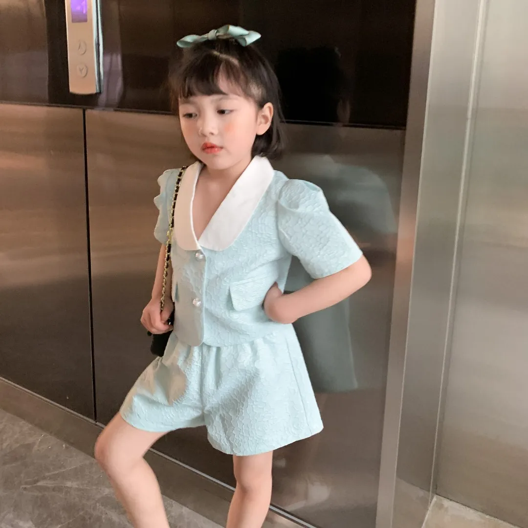 

RiniLucia Lady Style Suit Toddler Girls Clothing Sets Summer Elegant Girls Little Clothes Outfit Kids Children Suit Clothes Blue