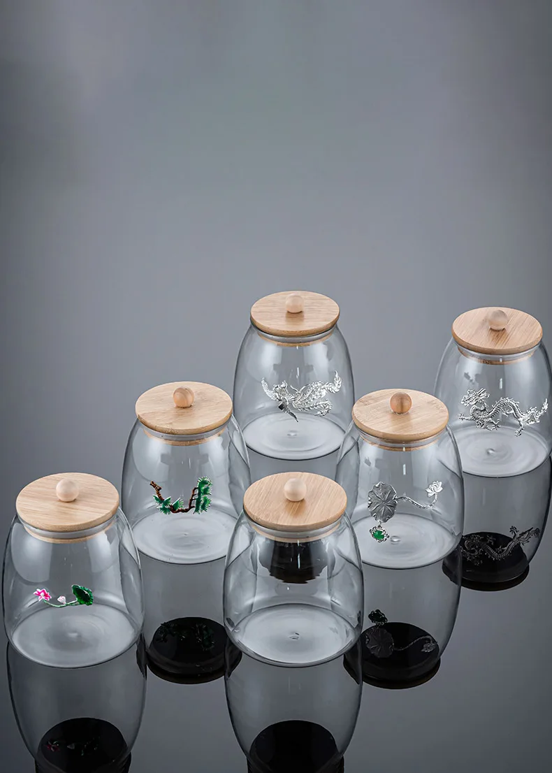 Прозрачный резервуар для хранения из боросиликатного стекла Бамбуковая