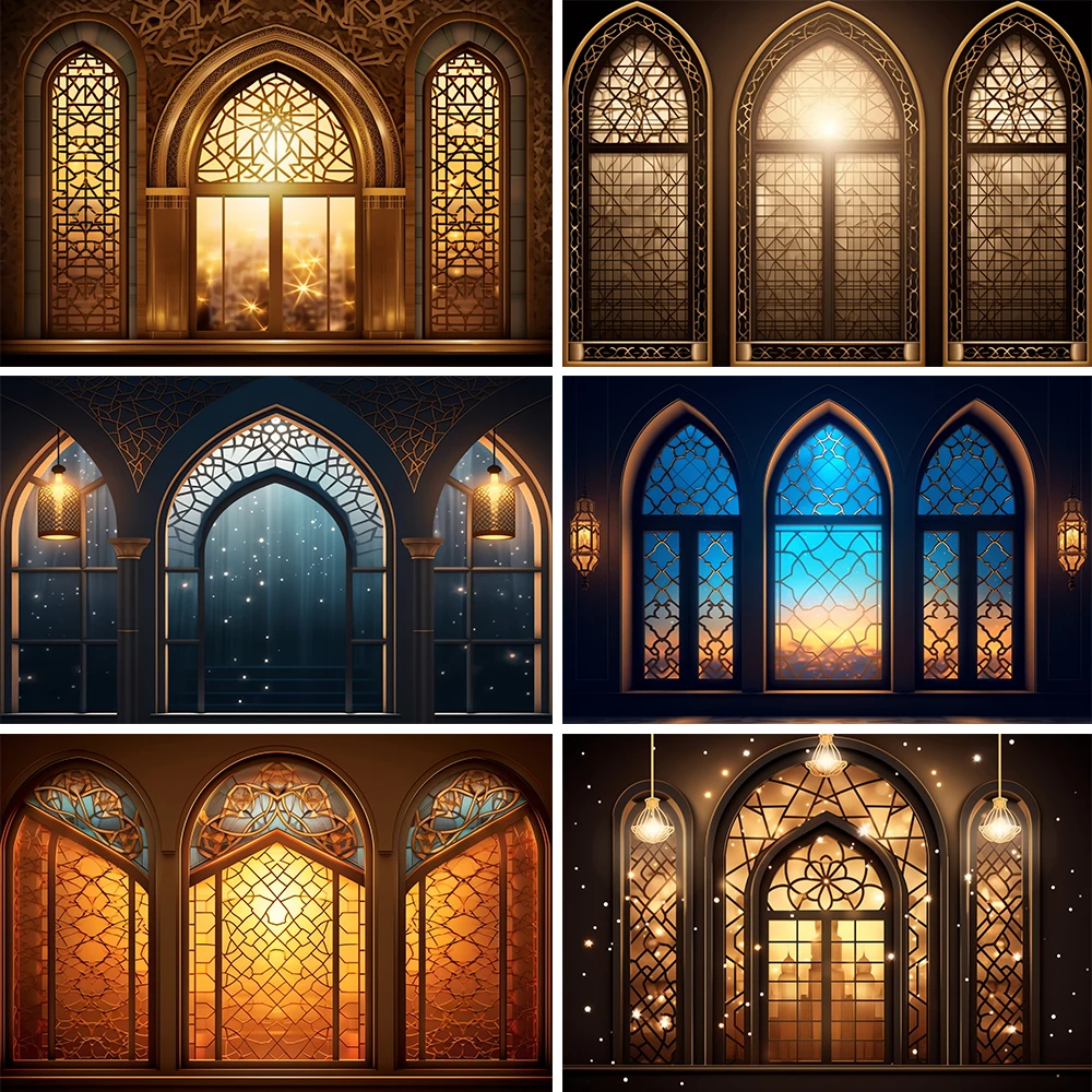 Фотофон Bonvie с изображением арки стены цветного окна для взрослых на день