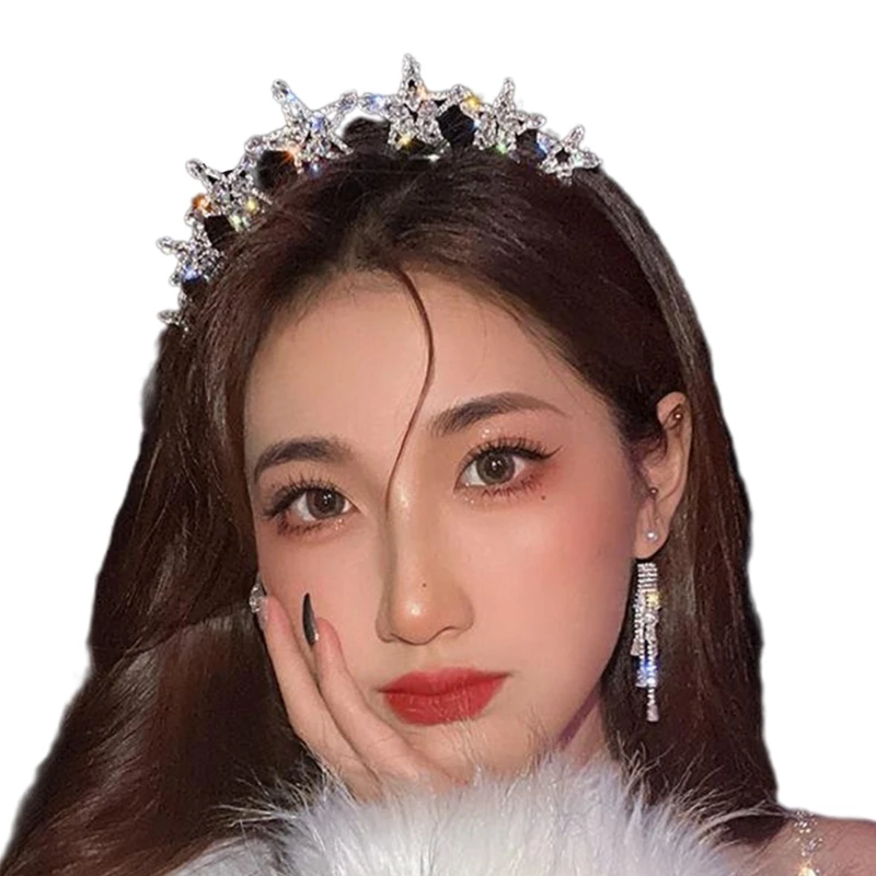 

Vintage Hair Hoop Crystal Hairband Bridal Headpiece Bride Glistening Star