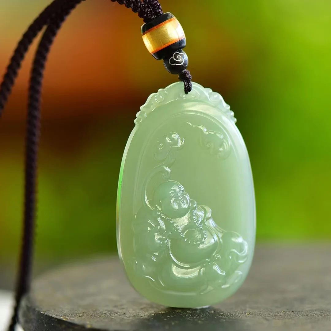 Голубой и белый нефритовый подвеска Hetian на удачу долговечность здоровье 1510 #