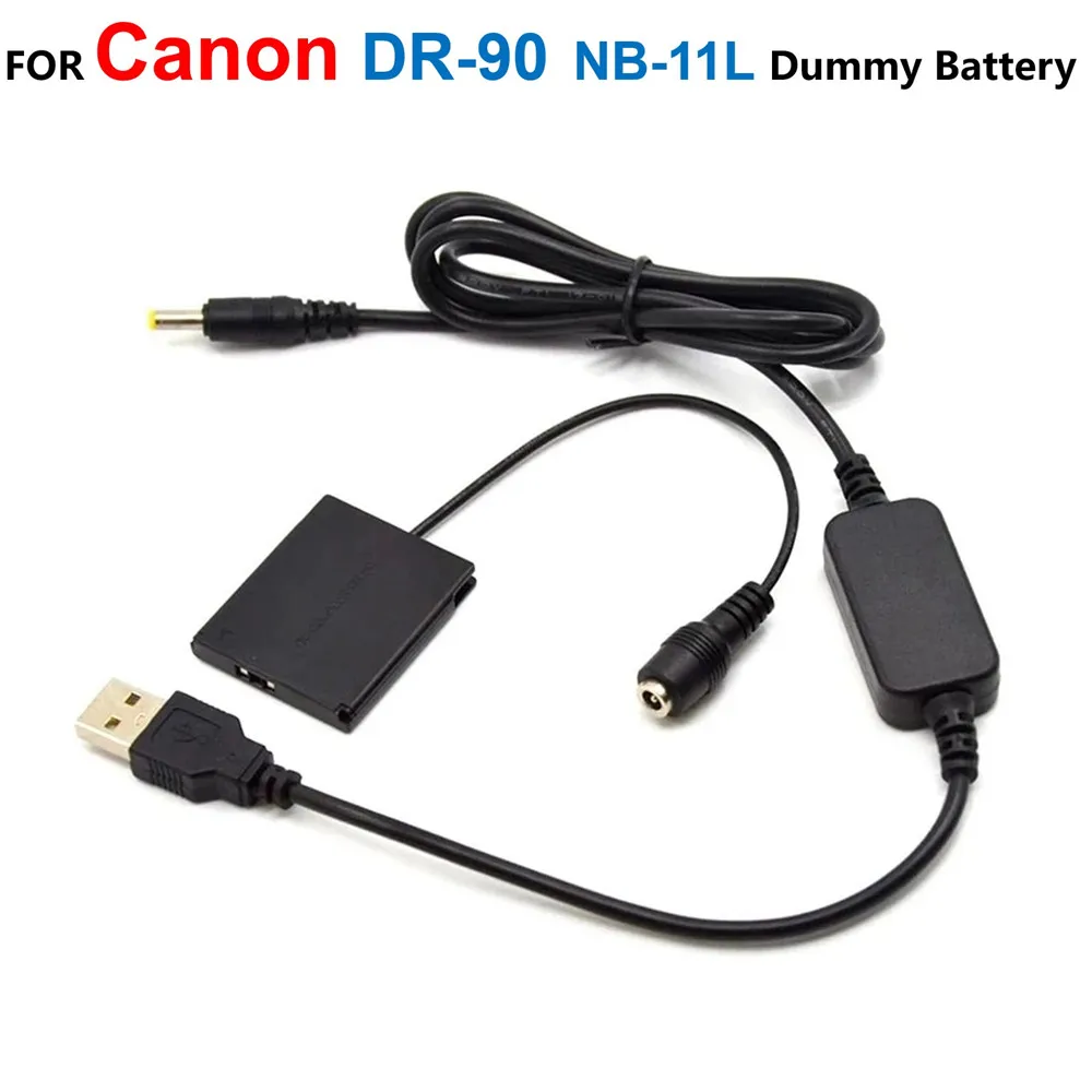 

DR-90 DC Coupler NB-11L NB11L Dummy Battery+5 V USB Cable Adapter For Canon IXUS 145 155 160 240HS 245HS A2400 A3400 A4000 A2500