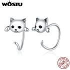 Женские серьги-гвоздики из серебра 925 пробы, в виде кота