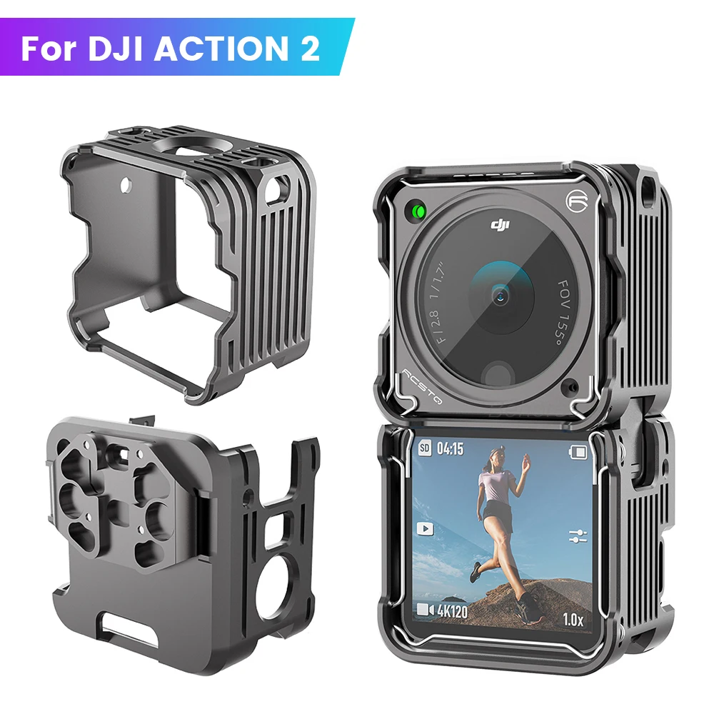 

DJI Action2 Metal Cage Magnetic Frame Case with 1/4 Screw Cold Shoe Protective Housing for Dji Osmo Action 2 Camera Accessory