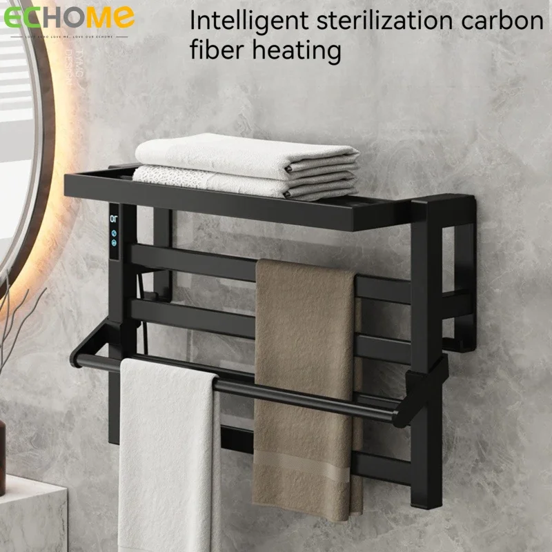 

Smart Electric Heated Towel Rack Carbon Fiber Heating Punch-free Heating Drying Rack Home Disinfection Drying Rack Towel Warmer