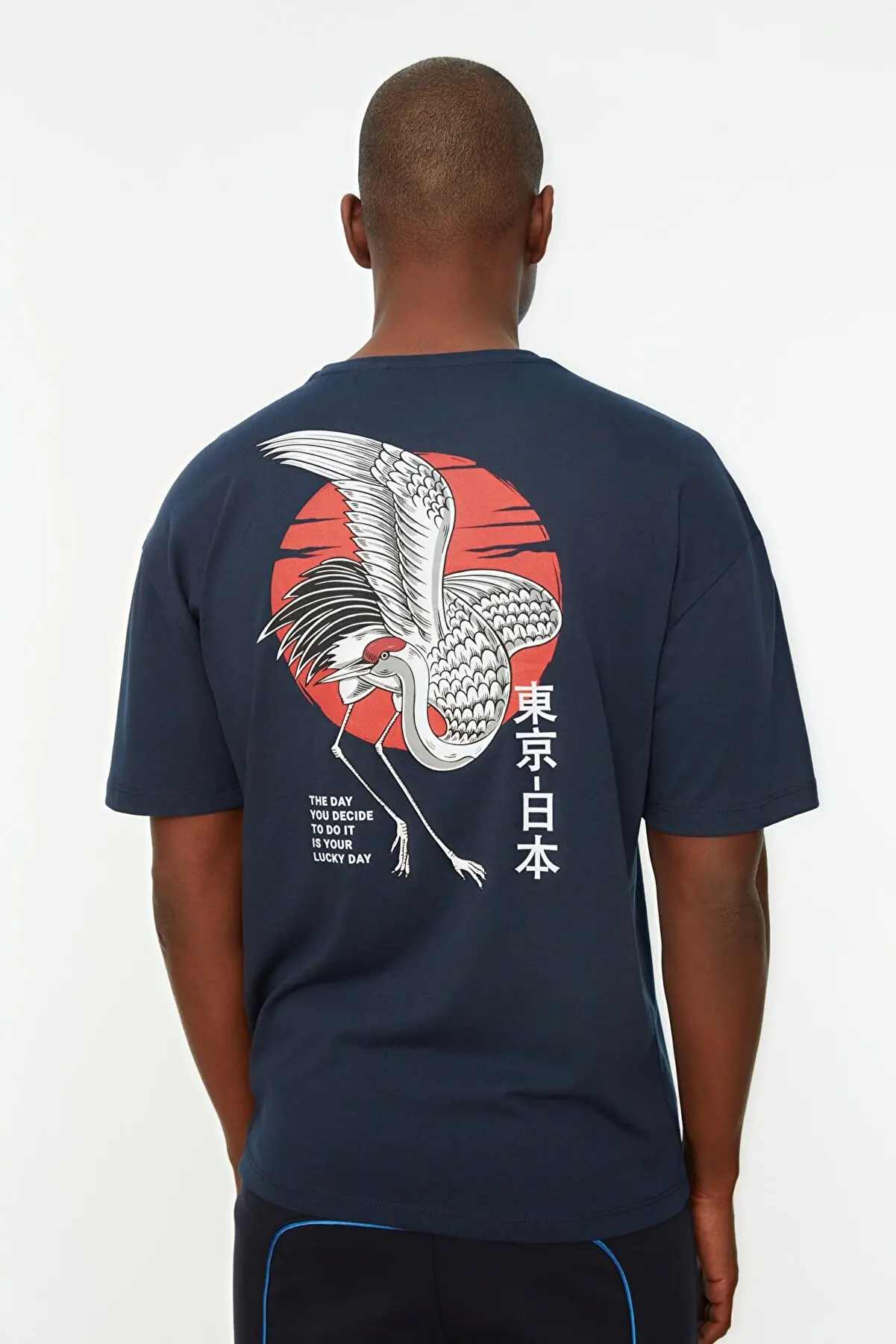 

Футболка мужская с коротким рукавом, расслабляющая, темно-синяя, лето 3739