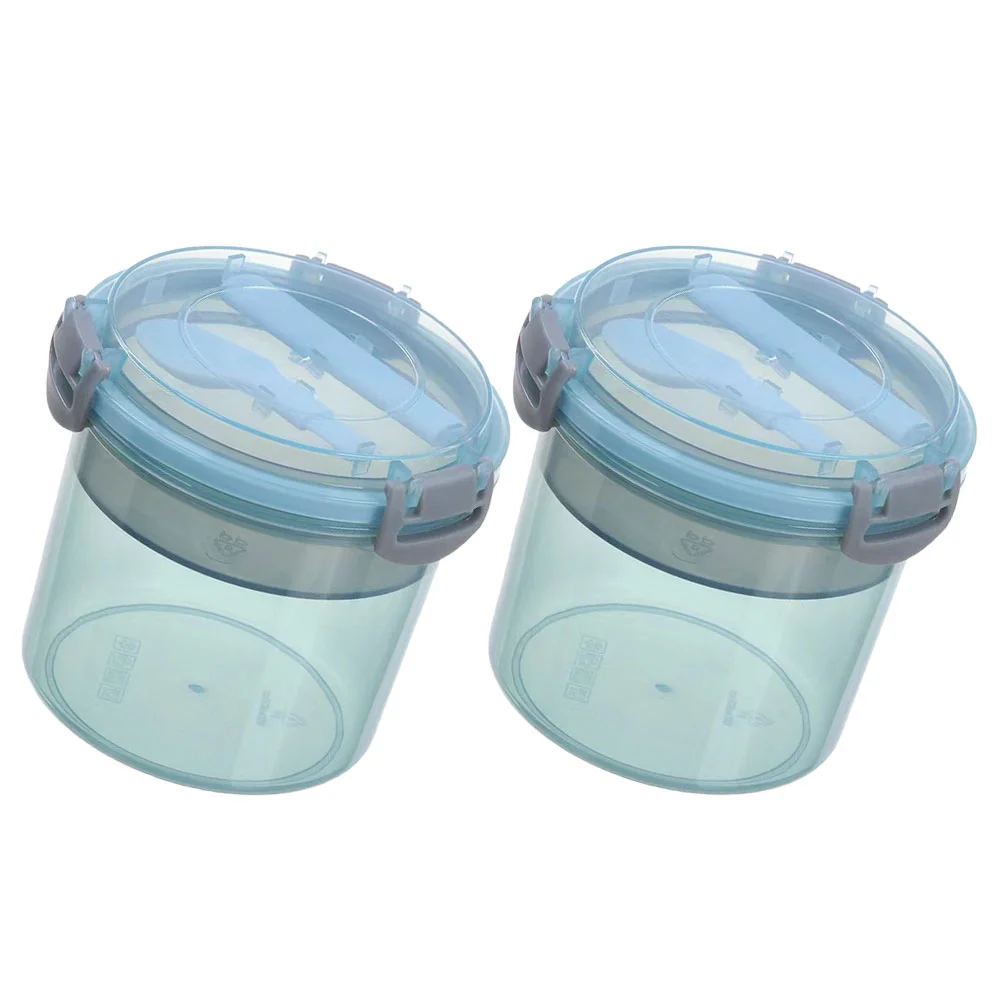 

2pcs Overnight Oatmeal Cup Portable Breakfast Soybean Milk Container Good Seal Oats Holder With Spoon