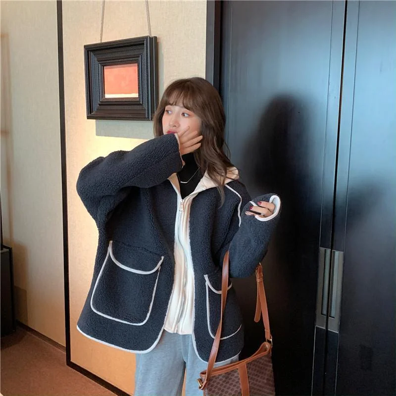 Новая женская куртка из бархата ягненка свободная и толстая универсальная