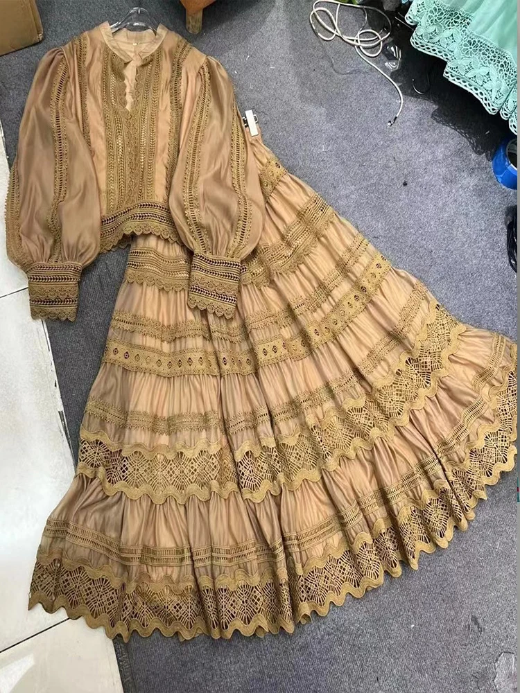 Весенняя женская новая кружевная рубашка с длинными рукавами в стиле ретро