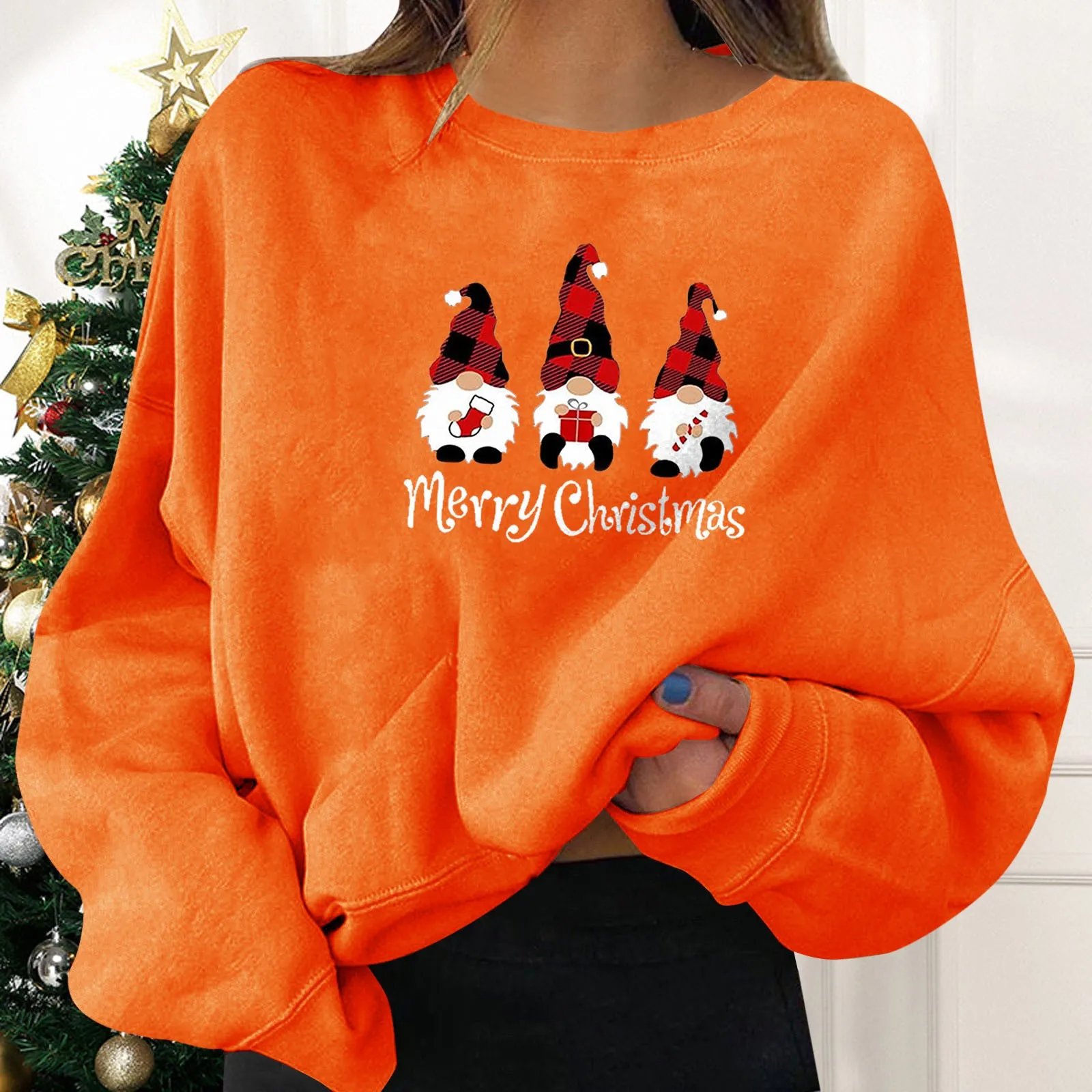 

Длинные рождественские женские пуловеры для вечерние с забавным графическим принтом свитшоты с круглым вырезом и длинным рукавом подарки ...