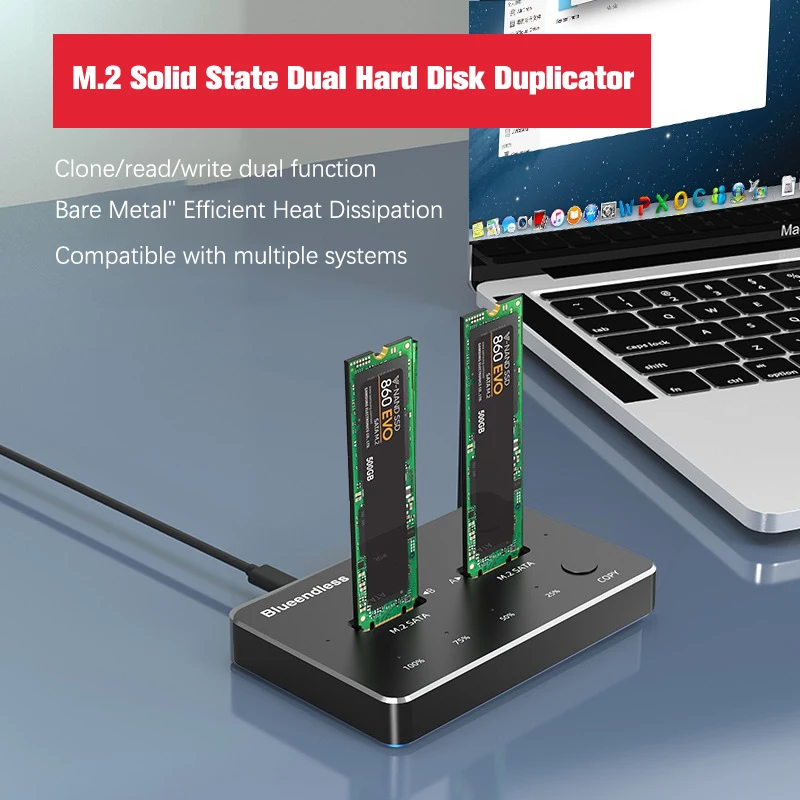 

Жесткий диск Dual Bay SSD, внешний корпус SATA NGFF/NVME M.2, эффективная тепловая док-станция и функция клонирования хранилища данных