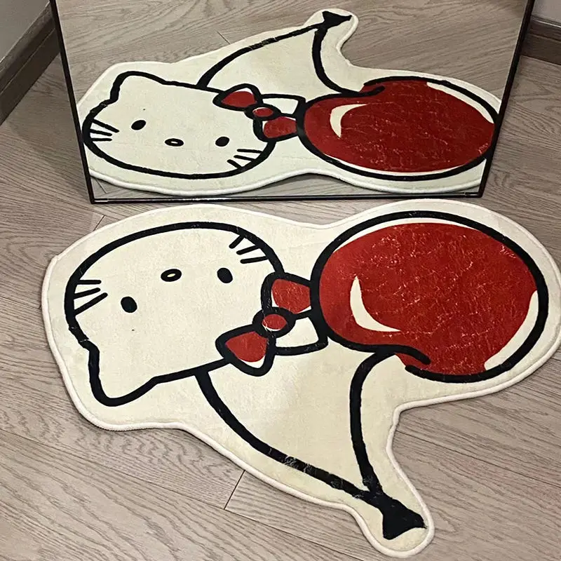 

Bandai KT Hello Kitty Bedroom Bedside Blanket I Cartoon Cat Home Floor Mat Door Mat Girl Dressing Table Floor Mat Crystal Velvet