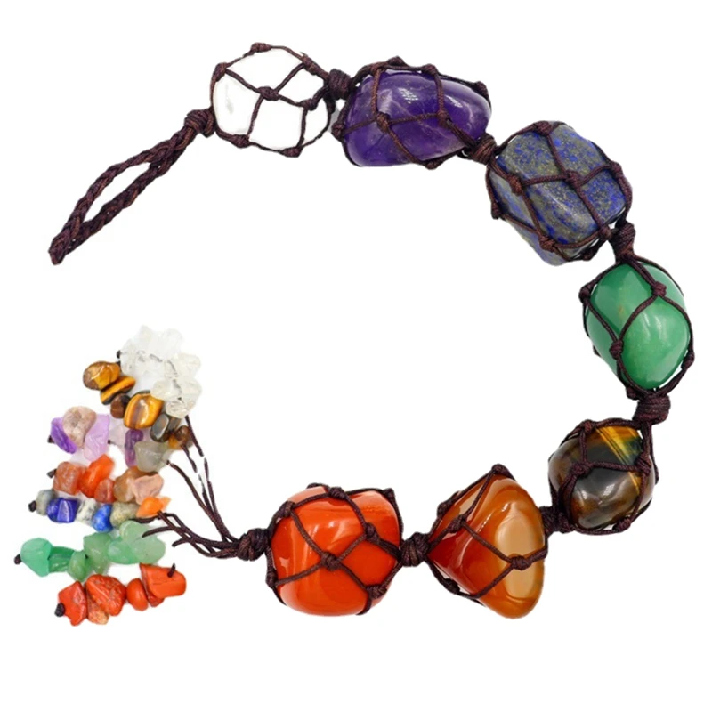 

Best Reiki Heal 7 Chakra Tumbling Gems Tassel Window Car Ornament Feng Shui Home Decoration