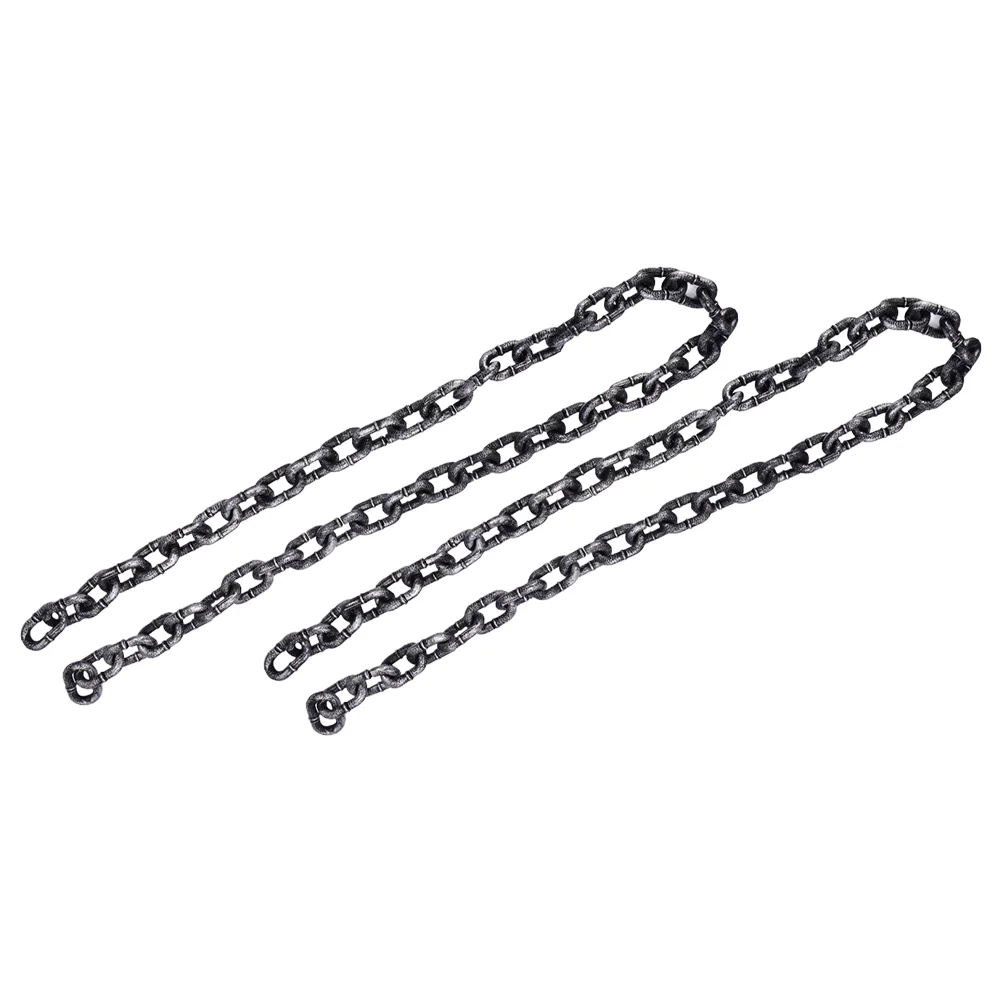 2 Pcs Simulation Big Iron Chain Cosplay Plastic Set Fake Links Pp Decor Halloween