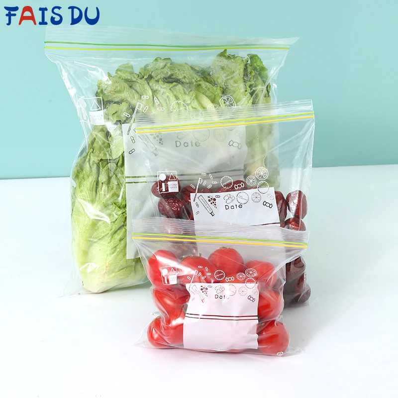 

FAIS DU 5PCS Reusable Food Storage Bag for Refrigerator Kitchen Organizer Food Leakproof Container Fresh Wrap Ziplock Bag