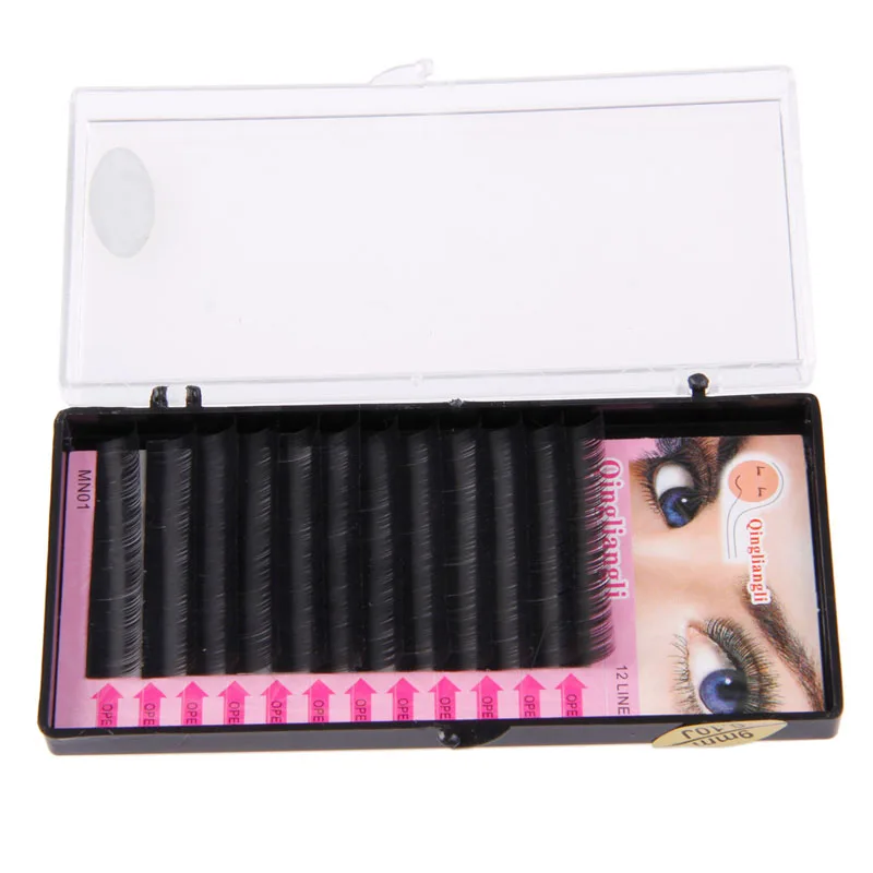 

Black Fake False Faux 3D Tray Lash B C D J Curl 0.1mm Eyelash Extension Drop Shipping