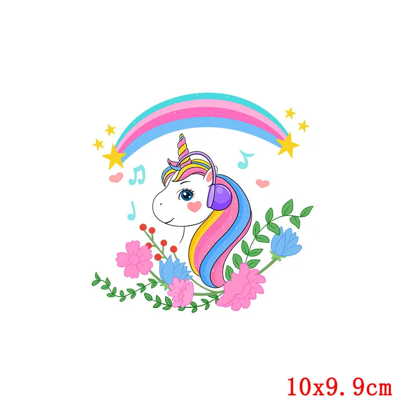 Термопереводные наклейки с единорогом и животными Мультяшные милые