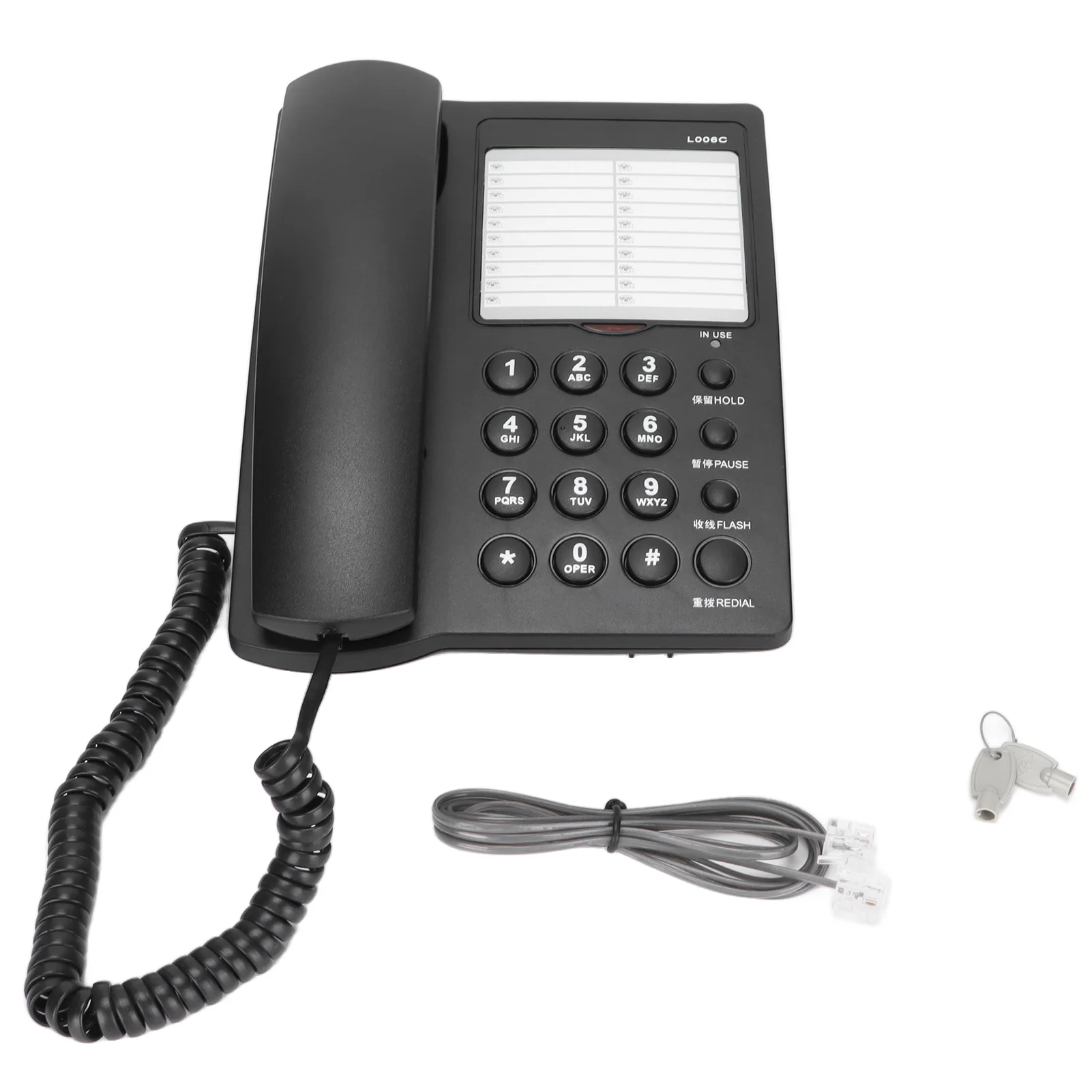 

L006C Desktop Corded Telephone Home Office Fixed Phone Take Up Hold Pause Redial Lock Function Adjustable Ringtone