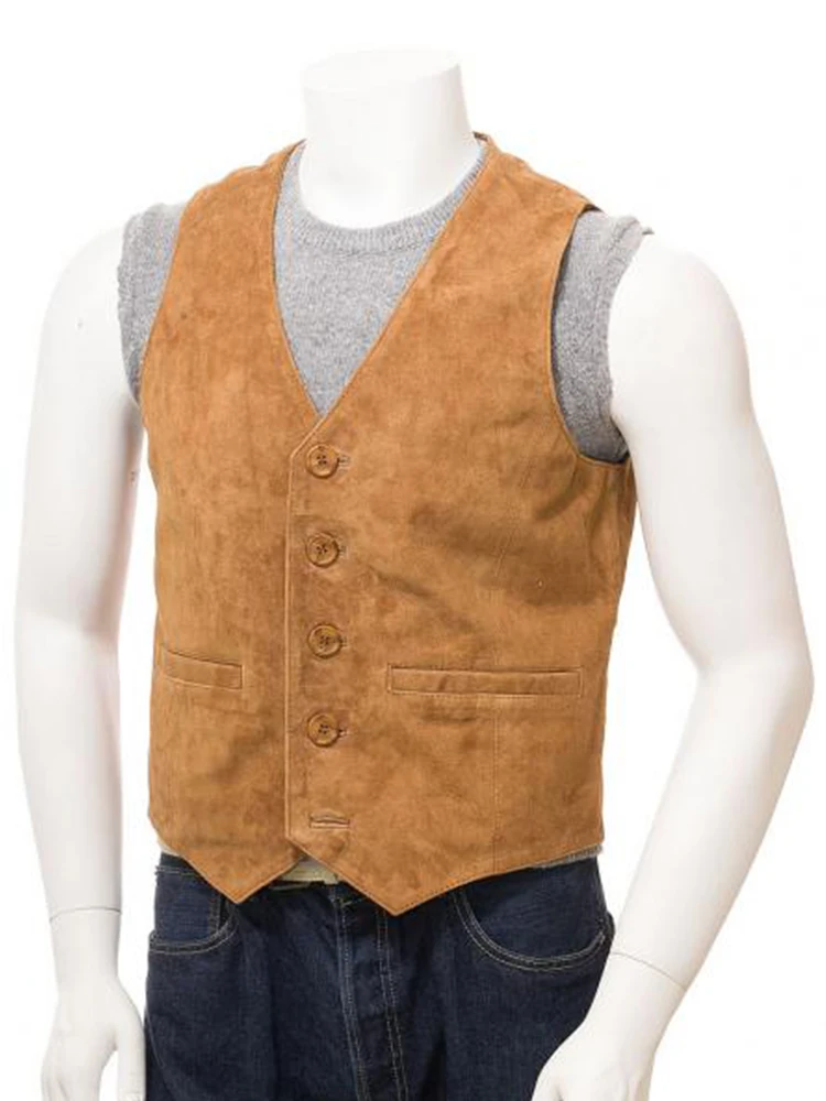 

Men's Suede Retro Casual Versatile Suit Vest Sleeveless Vest
