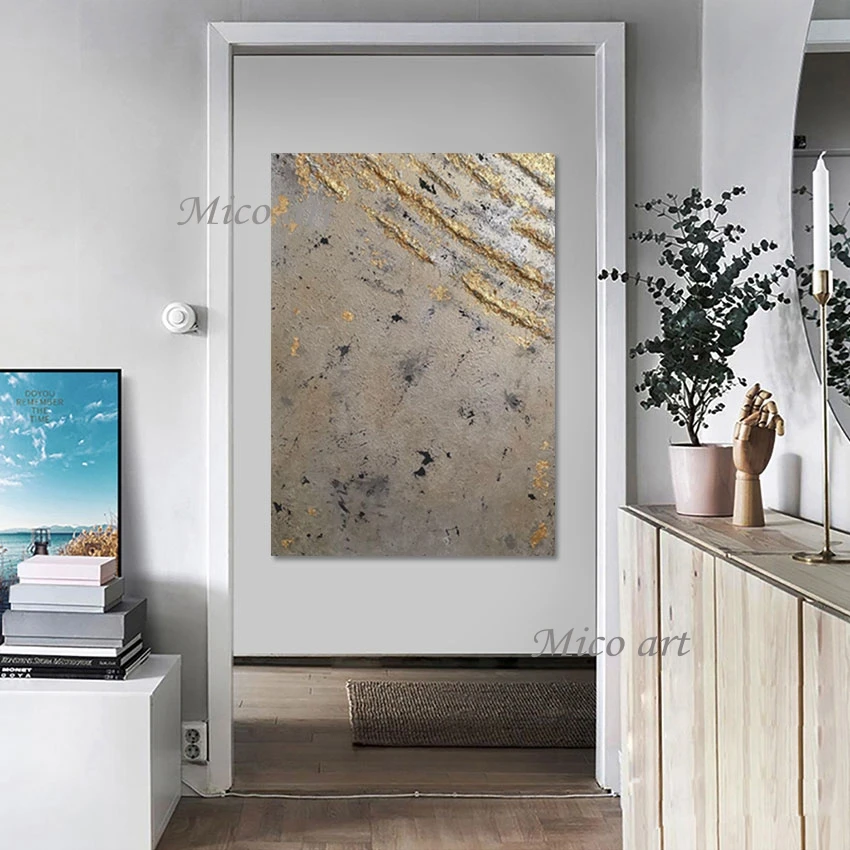 

Canvas Picture Wall Poster Art And Craft Large Size Golden Abstract Oil Painting For Study Room Decorative Unframed Gift