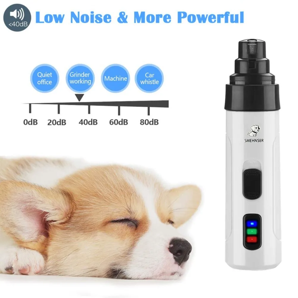 

Painless USB Charging Dog Nail Grinders Rechargeable Pet Nail Clippers Quiet Electric Dog Cat Paws Nail Grooming Trimmer Tools