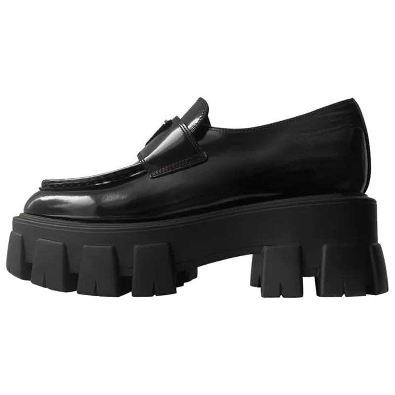 

Повседневные кожаные туфли на толстой подошве, женские роскошные дизайнерские туфли на платформе, обувь для пар с квадратным носком, больши...