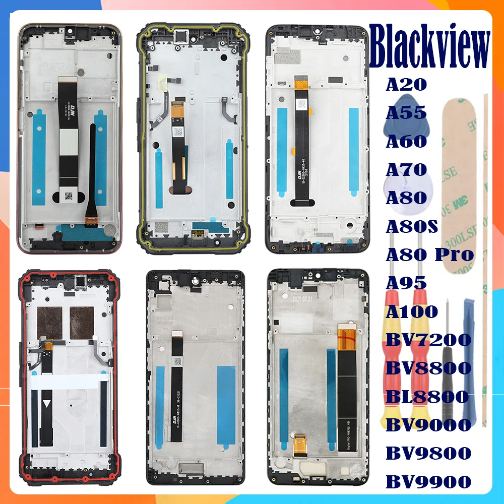 Для Blackview A20 A55 A60 A70 A80 A80S A80 Pro A95 A100 BV7200 BV8800 BL8800 BV9000 BV9800 BV9900 + ЖК-дисплей + сенсорный экран + рамка
