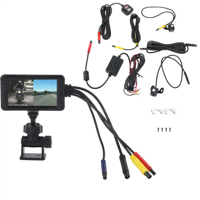 1080P HD Motorcycle Camera Double Lens Driving Recorder 3 Inch IPS Screen Traffic Monitor Universal Motorbike Dashcam