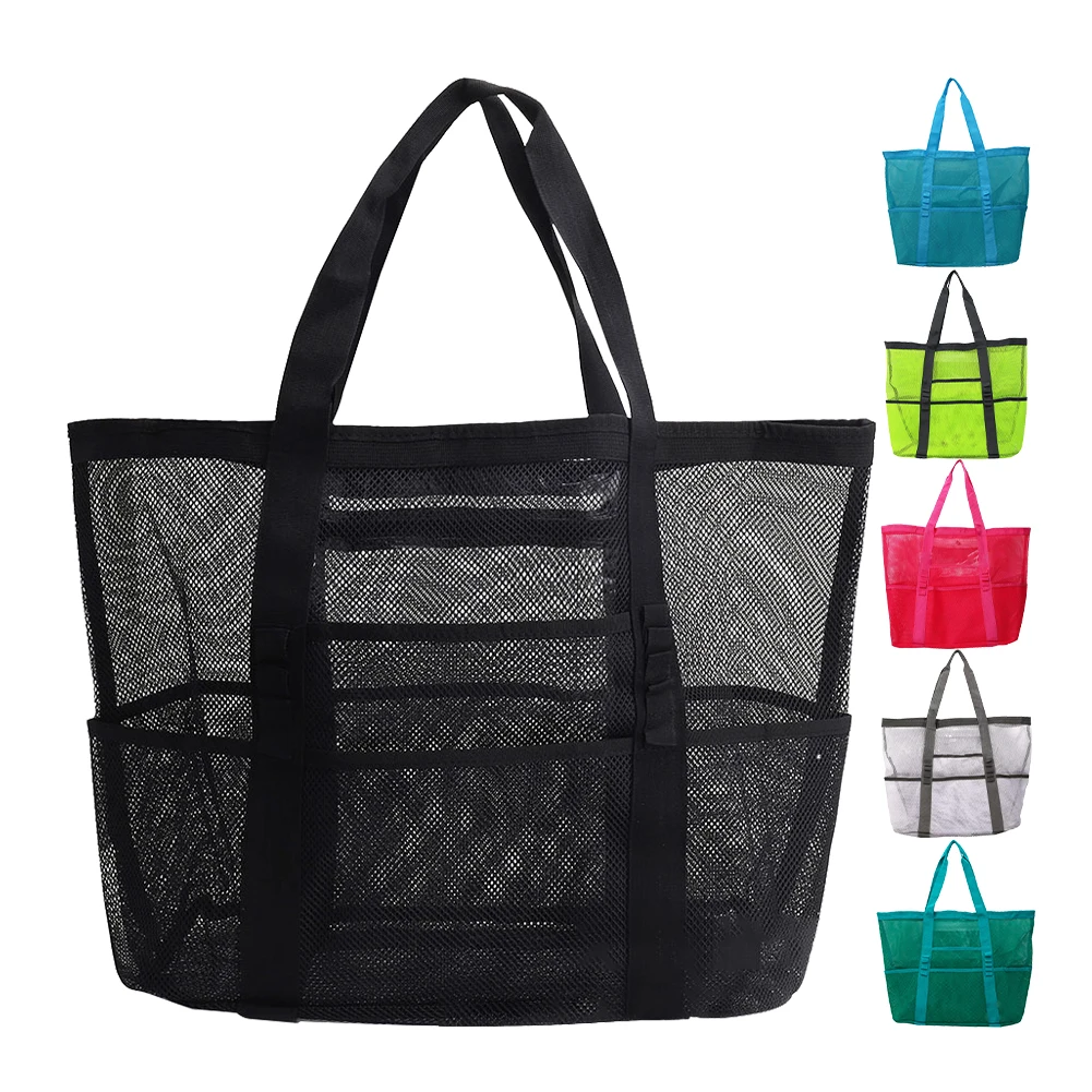 

Beach Tote Bag Lightweight Women Swimming Pool Bag Large Mesh Cooler Bag Multiple Pockets for Toys Vacation Essentials