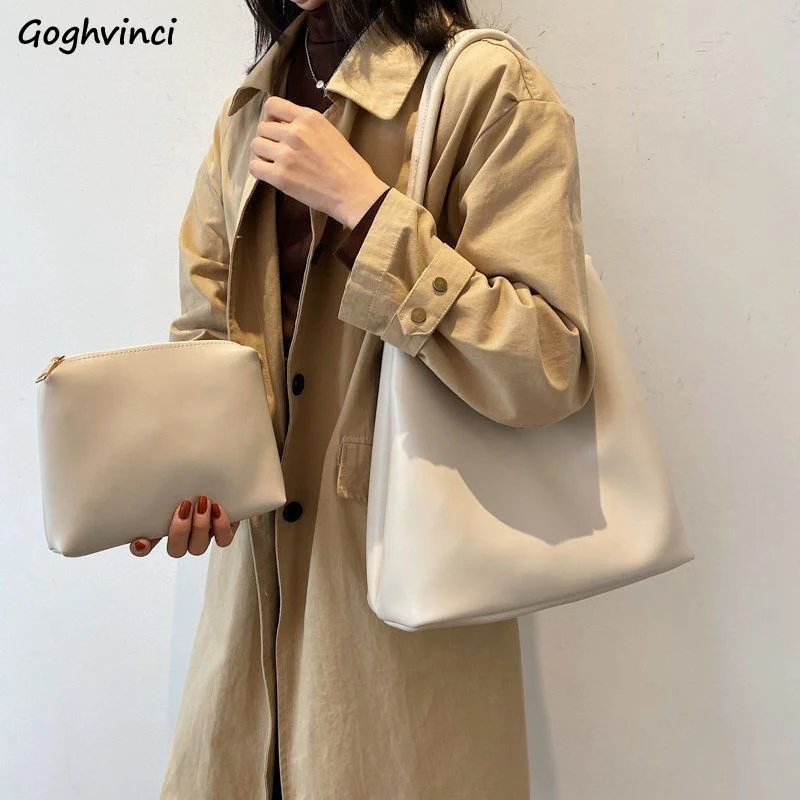 

Shoulder Bags Women Texture PU Leather Soft Large Capacity Bucket Ladies Underarm Composite Bag OL Elegant Korean UlzNewng Totes