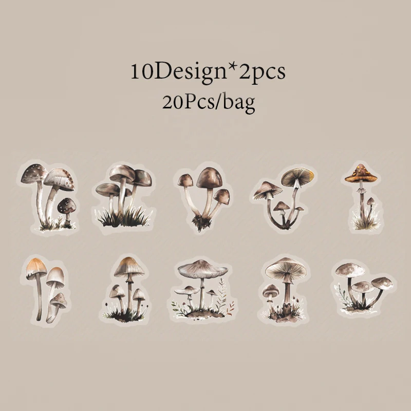 

Бумага Mr., 20 шт./упак., большой набор наклеек с грибной тематикой, альбом для вырезок, тетрадь, дневник, декоративные канцелярские наклейки