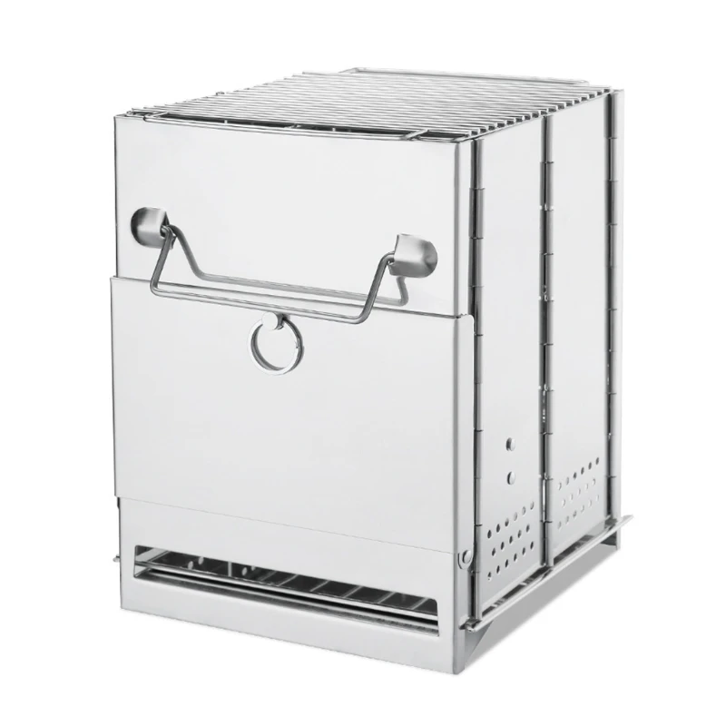 

Mini Outdoor Firewood Stove Portable Camping Picnic Barbecue Travel Folding Stainless Steel Wood Stove Charcoal Cooking Grill