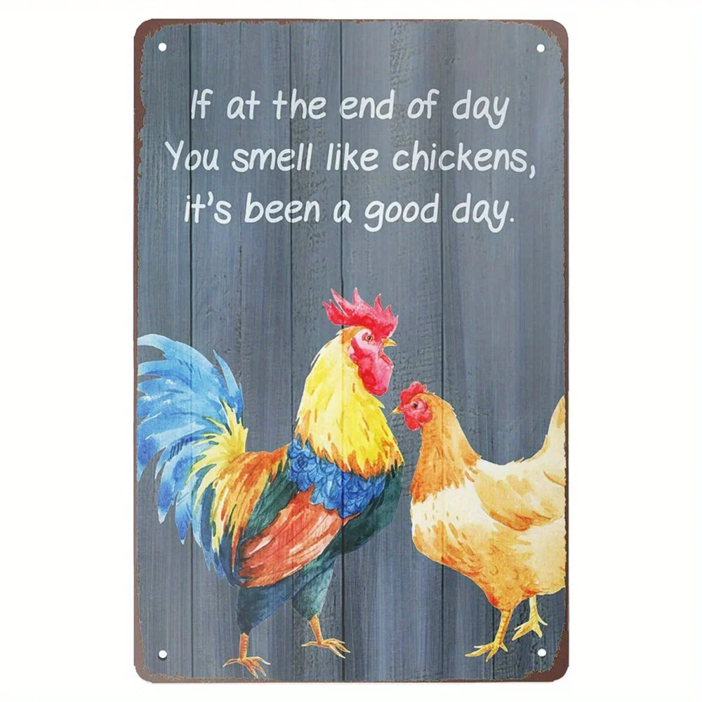 

New Welcome To The Funny Farm Tin Sign, Chicken Garden Vintage Metal Tin Signs Chicken Coop Plaque Wall Decor for Bar Garage