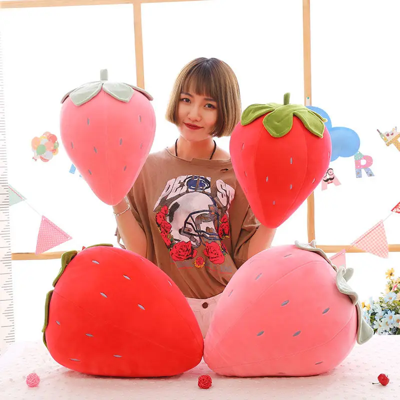 

60cm 1pc Red Cute Strawberry Stuffed Plush Toy Strawberry Dolls Fruit Dolls for Girls Fruit Cushions Strawberry Pillows for Sofa