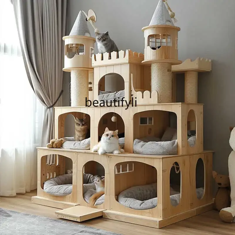 Большая рама для кошек из массива дерева встроенная Роскошная Когтеточка