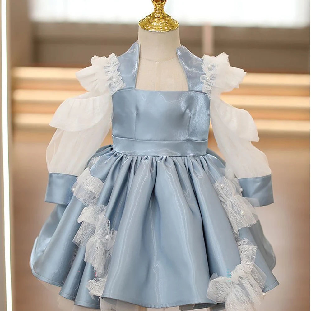 

Высококачественное детское бальное платье принцессы испанской Лолиты, кружевное дизайнерское платье с бантом и бисером для вечеринки на день рождения, платья для девочек на Пасху Eid