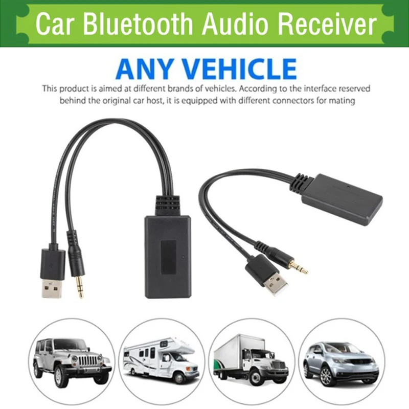 

Универсальный Автомобильный USB Aux 12 в bluetooth-адаптер для модуля, стереокабель, фоторазъем 3,5 мм, беспроводной радиоадаптер,