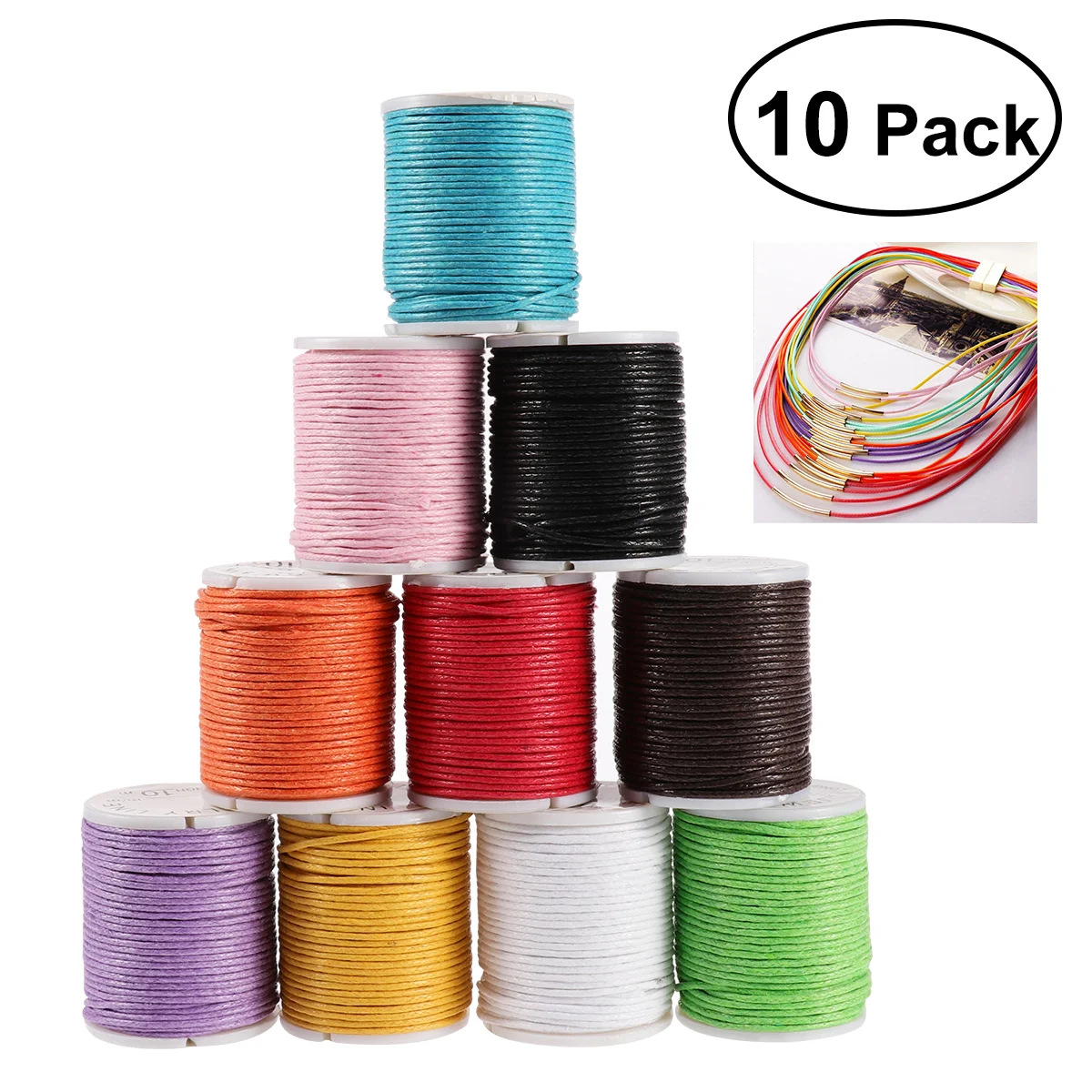 

ROSENICE 10pcs 10M 1MM Waxed Cotton Cords Strings Ropes for DIY Necklace Bracelet Craft Making (Random Color)