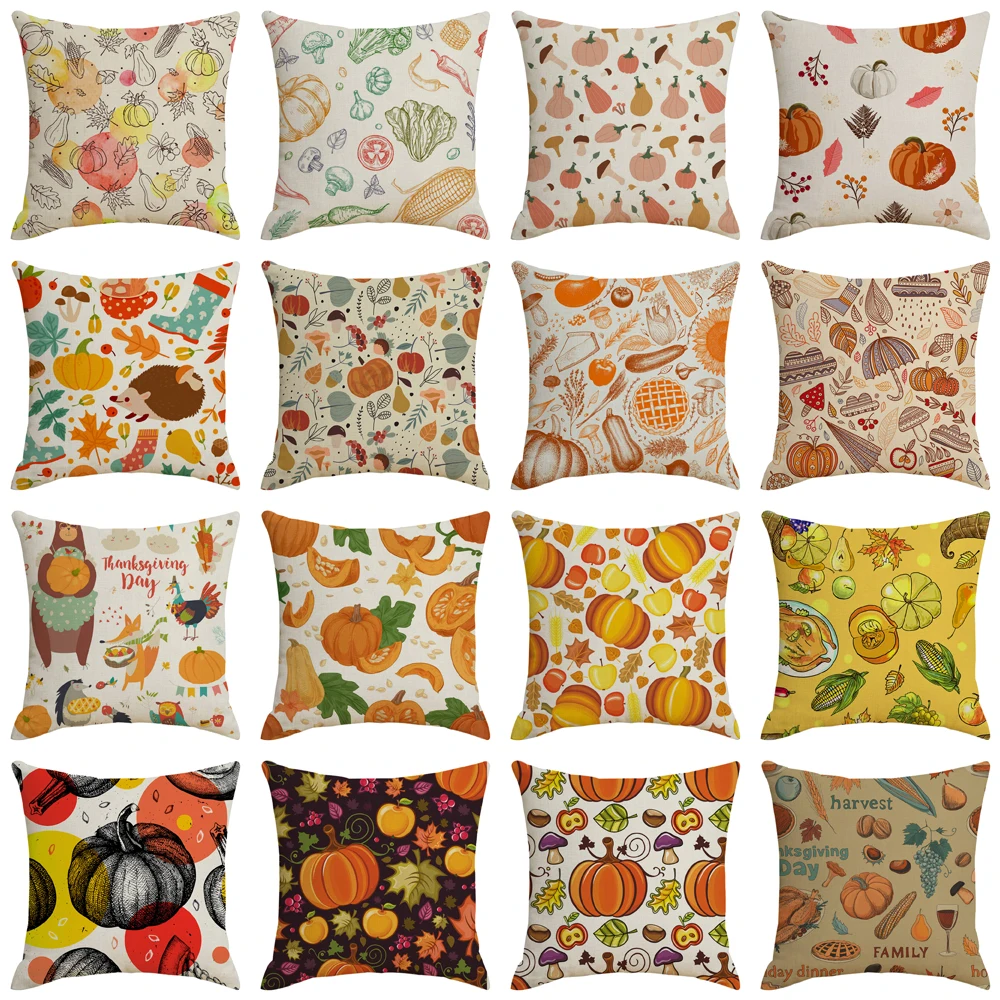 

Autumn Farm Harvest Pumpkin Throw Pillow Cover 45x45cm Thanks Giving Day Home Decorative Cushion Cover Office Sofa Pillow Case