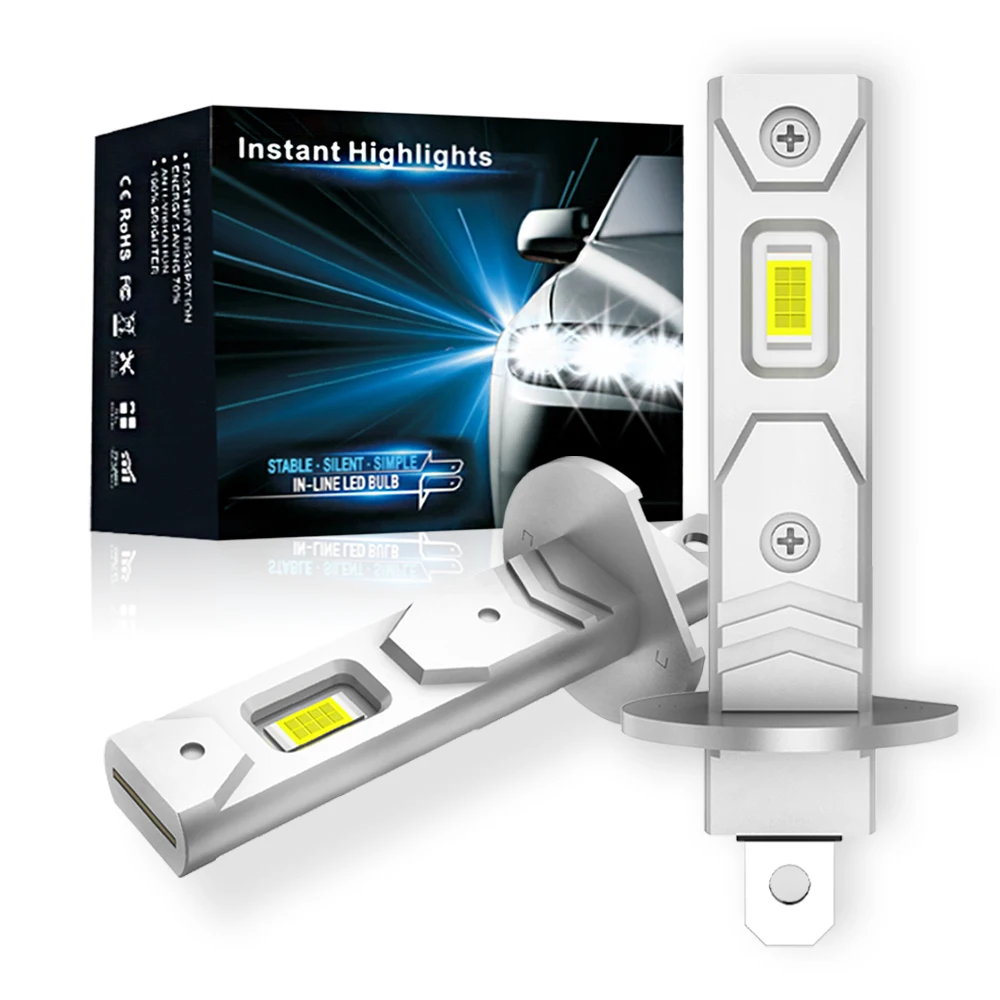 

2 шт. H1 H3 светодиодные лампы для фар мини 120 Вт 20000LM CSP безвентиляторные автоматические диодные противотуманные фары 12 В 6000 К обновление автомобильных фар высокой яркости