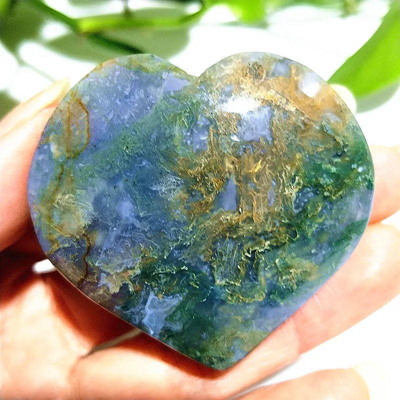 

Natural Moss Agate Purple Grass Agate Heart Yn Water Symbol Of Love Spiritual Meditation Healing geomancy Crystal Home Ornament