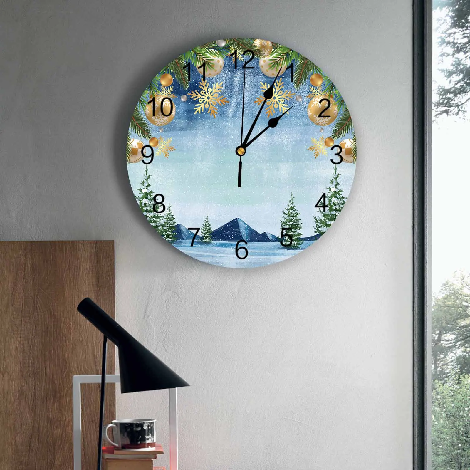 Настенные часы с растениями снежинками лесами большие современные круглые для